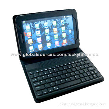 76 Keys Bluetooth V3.0 Silicone Keyboards with Leather Case, for Samsung P1000-Black
